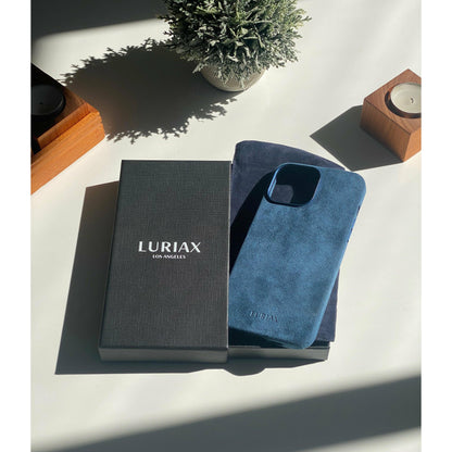 Alcantara Suede Leather iPhone Case and Accessories Collection - The iPhone 12 Series Case - Prussian Blue - Luriax