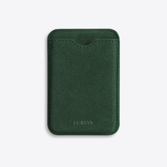 Alcantara Suede Leather iPhone Case and Accessories Collection - The MagSafe Wallet - British Racing Green - Luriax
