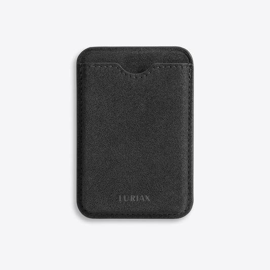 Alcantara Suede Leather iPhone Case and Accessories Collection - The MagSafe Wallet - Charcoal Black - Luriax