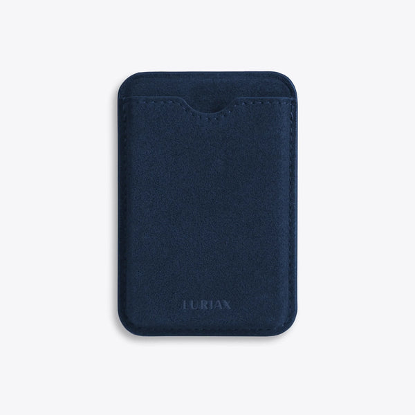 The MagSafe Wallet in Midnight Blue, Alcantara® — product view | Luriax