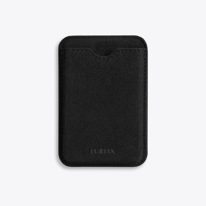 The MagSafe Wallet in Pure Black, Alcantara® — product view | Luriax