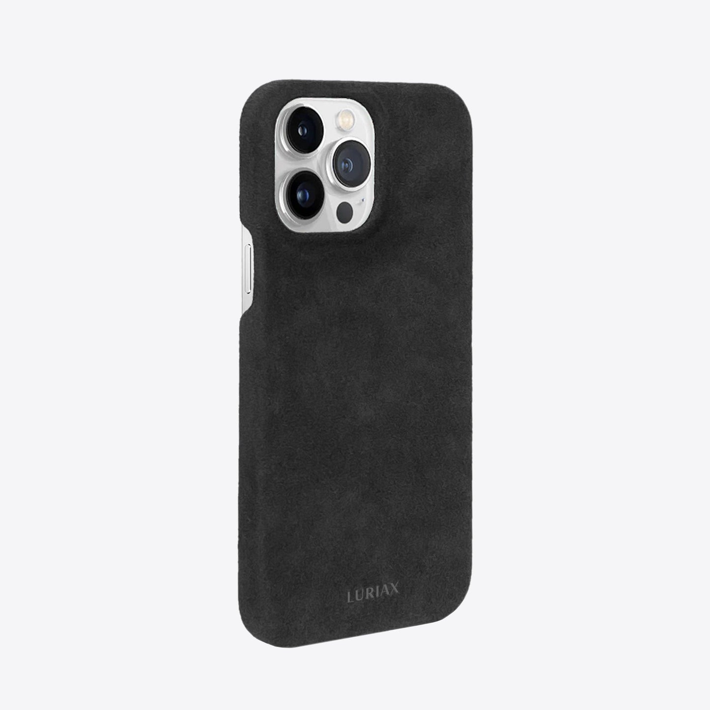 Alcantara Suede Leather iPhone Case and Accessories Collection - The Sport iPhone 14 & 14 Plus Case - Charcoal Black - Luriax
