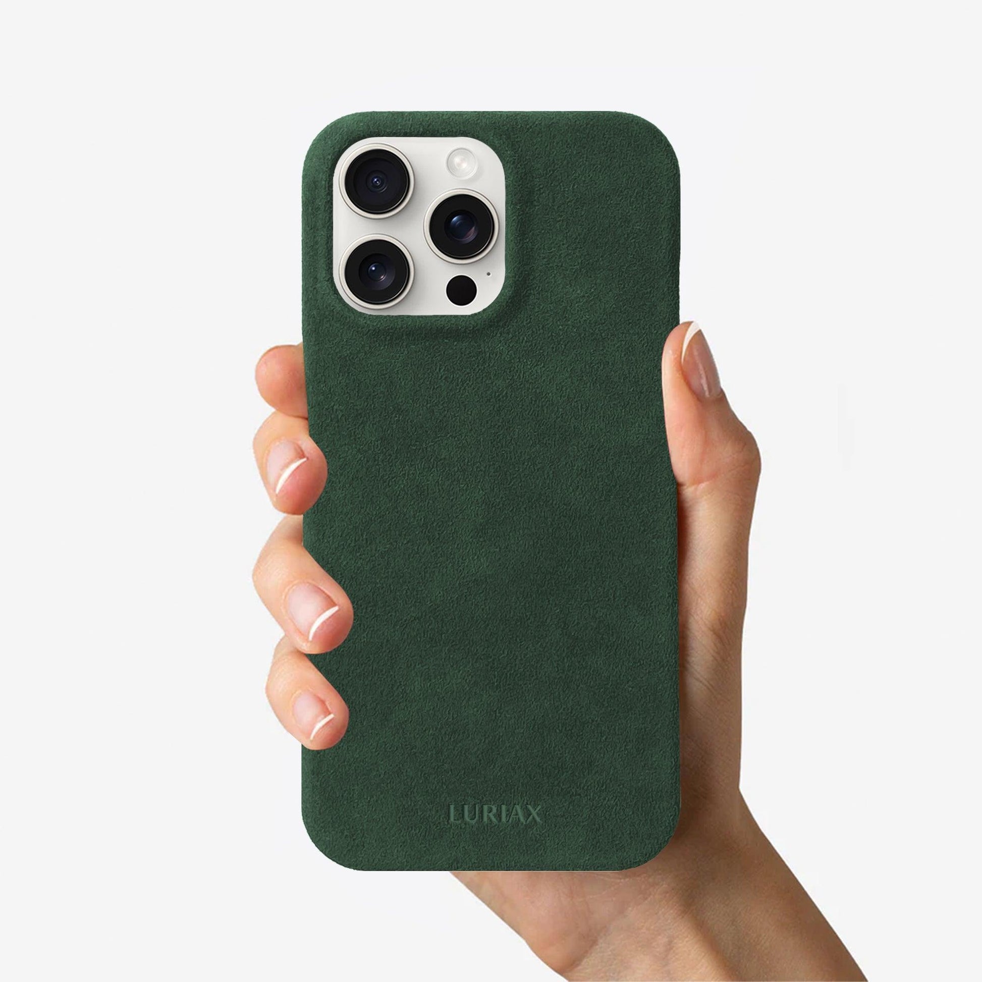 Alcantara Suede Leather iPhone Case and Accessories Collection - The Sport iPhone Case - British Racing Green - Luriax