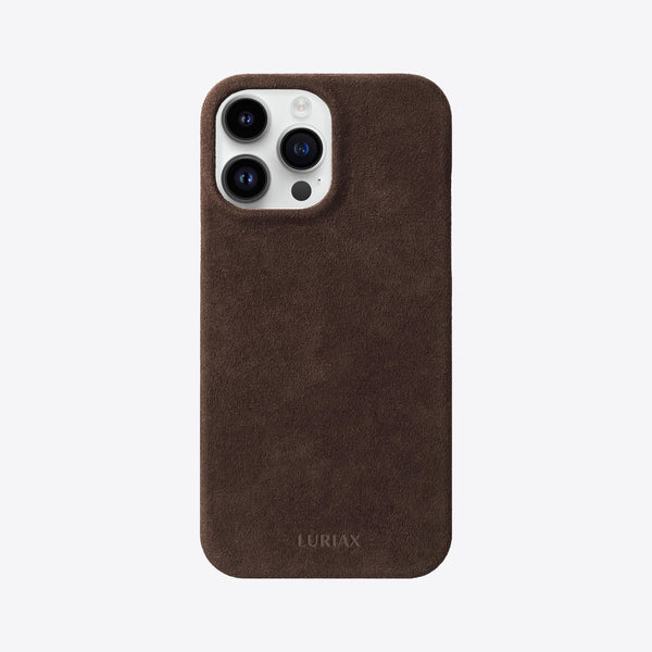 iPhoneケース iPhone - CASETIFY X WDS LEATHER CASE DARK BROWN alcantara-suede-leather-iphone