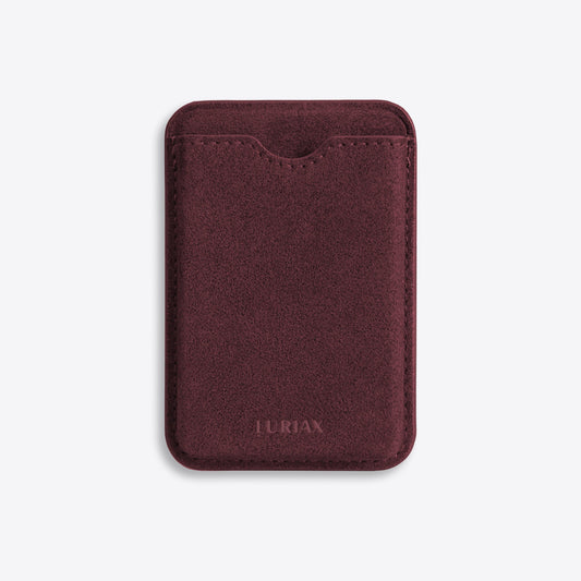 Alcantara Suede Leather iPhone Case and Accessories Collection - The Sticky Cardholder - Burgundy - Luriax