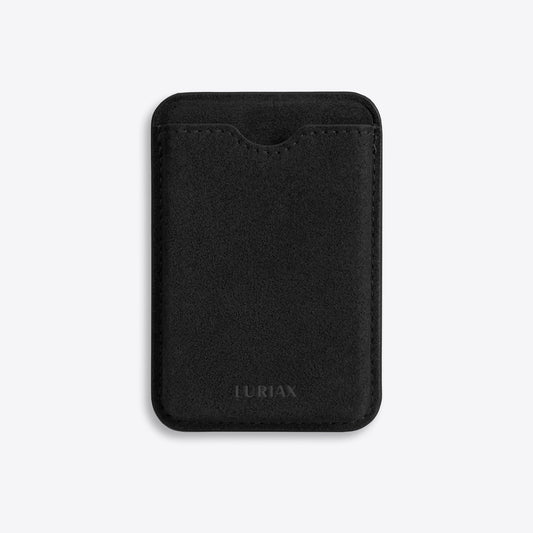 Alcantara Suede Leather iPhone Case and Accessories Collection - The Sticky Cardholder - Pure Black - Luriax