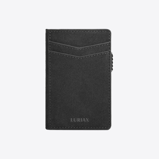 The Bifold Cardholder - Black Caviar - Luriax Alcantara Suede Leather Fabric